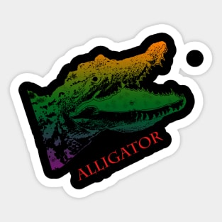 Crocodile head colored Violet, Green, Orange Sticker